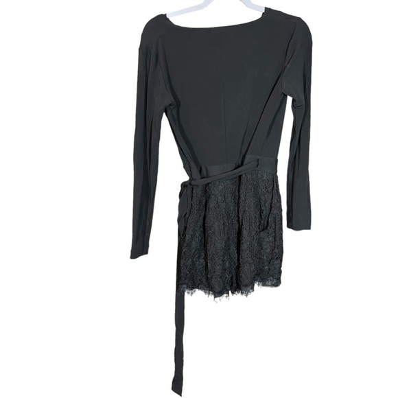 Diane Von Furstenberg DVF Black Tillie Lace Short Romper V Neck Tie Waist 4 - Picture 5 of 15